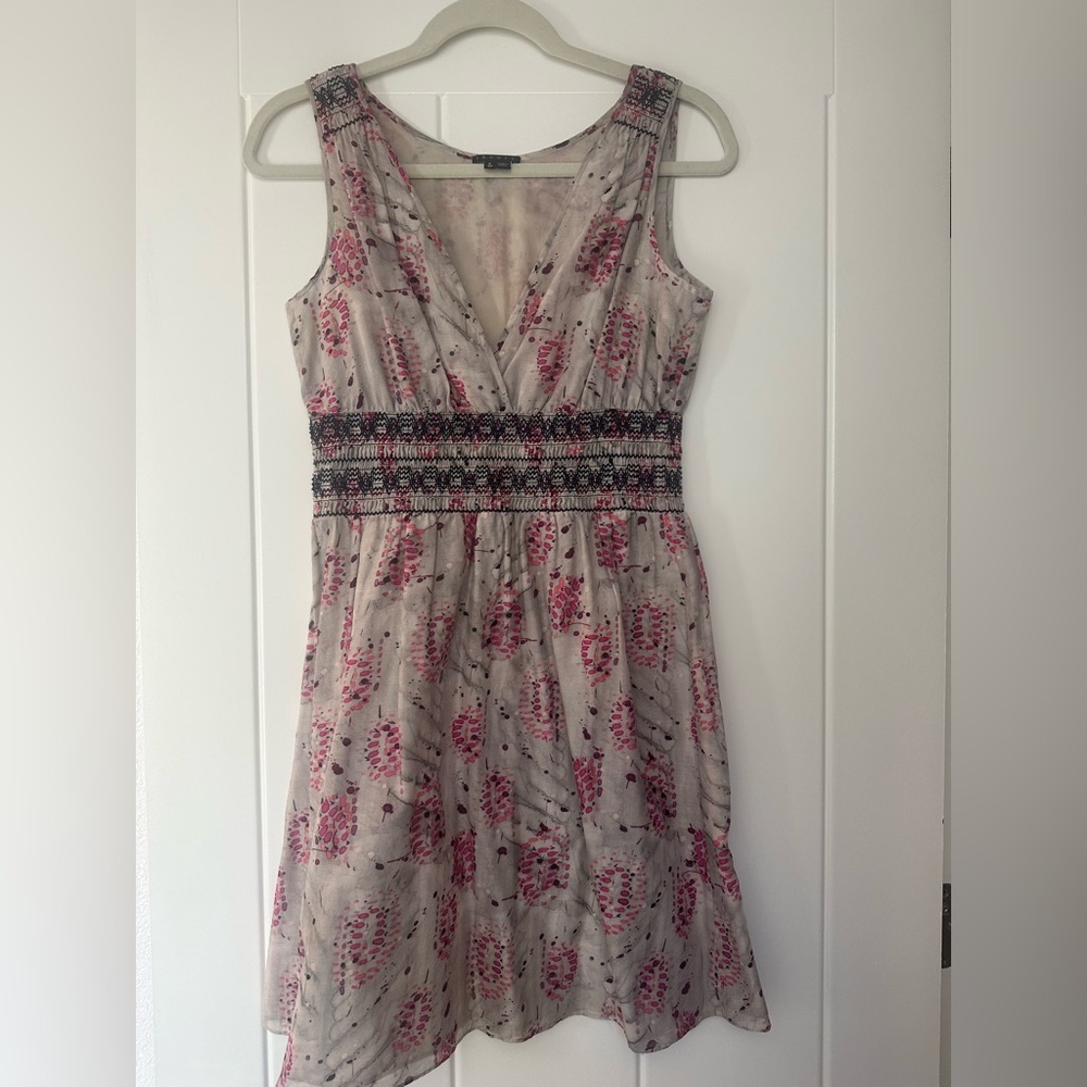 Theory Pink and Black Patterned Mini Dress
